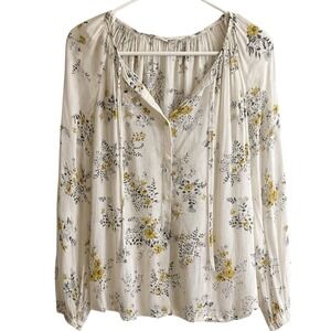 Lucky Brand Women's White Flowy Floral Popover Top Size Small